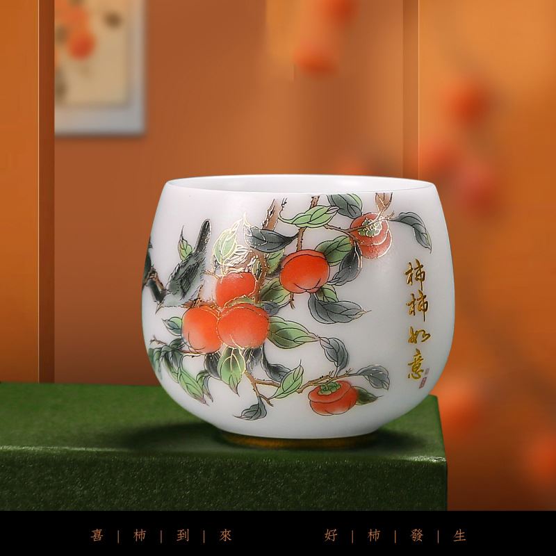 冰种羊脂玉陶瓷单杯大品茗功夫茶杯办公