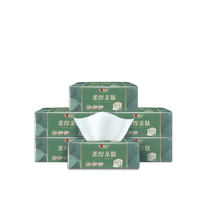 6DT100(包装)心相印（柔厚亲肤）三层塑装纸面巾*6包