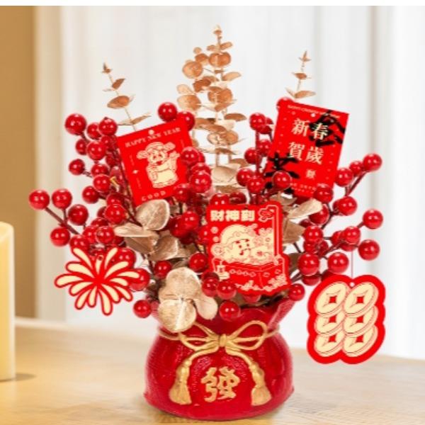 甜蜜点蛇年年宵花摆件仿真钱袋贺岁款-红色(成品)