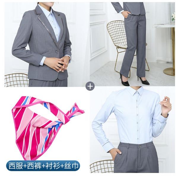 KB营业厅工装西装工作服西裤+外套+衬衫+丝巾