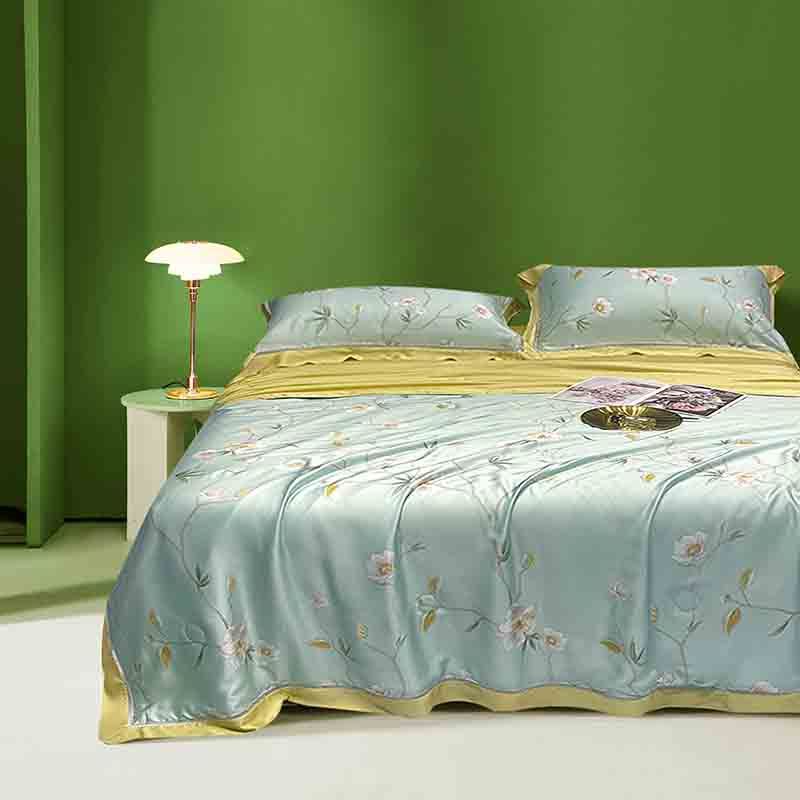 啄木鸟高奢60兰精天丝印花镂空夏被