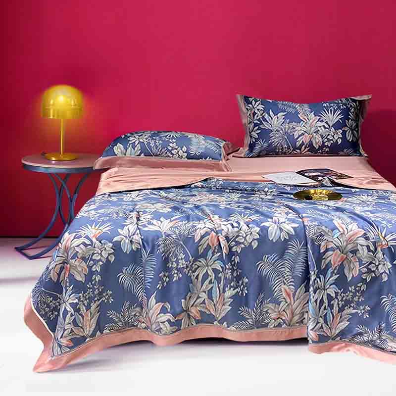 啄木鸟高奢60兰精天丝印花镂空夏被