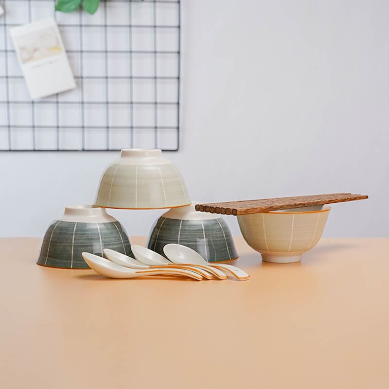 芈瓷墨灰12件套餐具