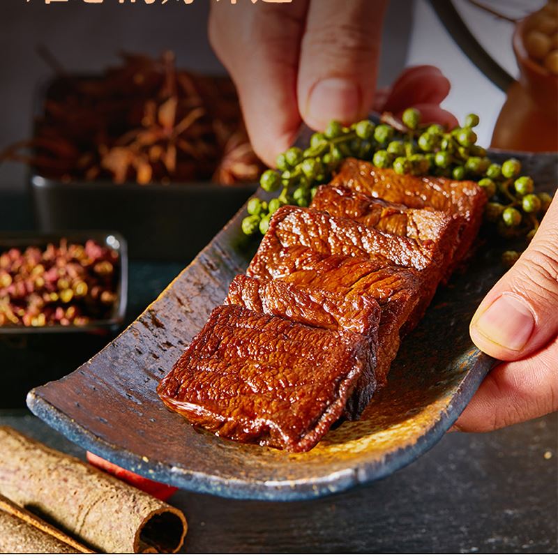 来伊份藤椒牛肉味蛋白素肉88g*3包