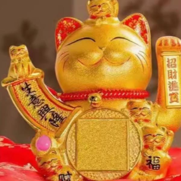 招财猫电动摇手金色陶瓷摆件店铺开业办公摆件【可定制款】