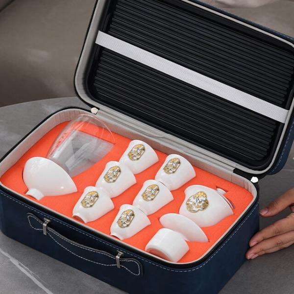 宏裕古雅杏福满满-11头茶盘盖碗商务套装JHY-CJ-145