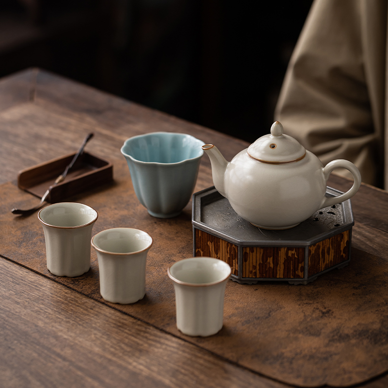 宏裕乾（钱）坤·5头茶壶经典米黄开片套装JHY-CJ-165