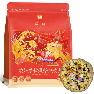 鲜禾鲜酸奶果粒烘焙燕麦袋装350g