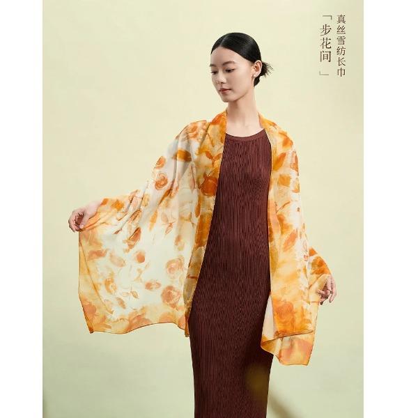 萬事利×故宮文化聯(lián)名款真絲絲巾女桑蠶絲長巾十二花神系列