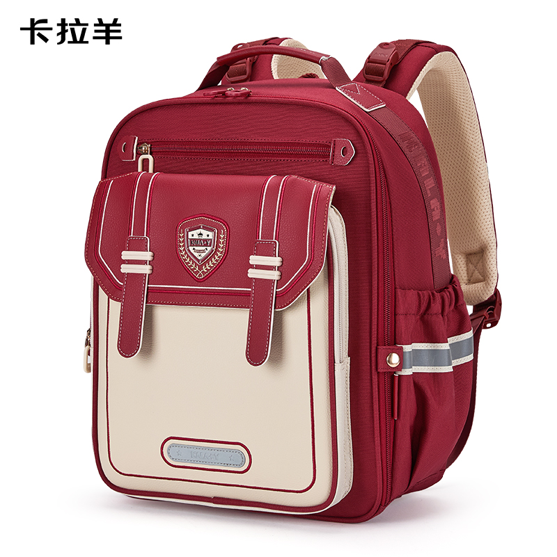 卡拉羊御风系列防下坠减负云朵书包小学生CX2792新波尔多红