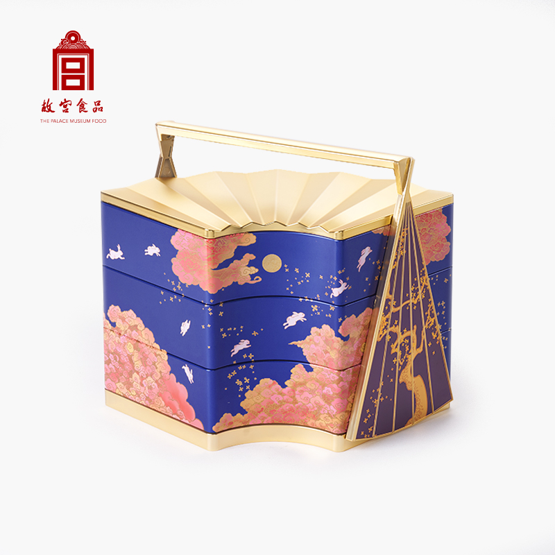 故宫食品月饼礼盒宝扇盒-彩云追月（蓝）