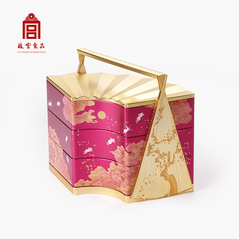 故宫食品月饼礼盒宝扇盒-彩云追月（红）