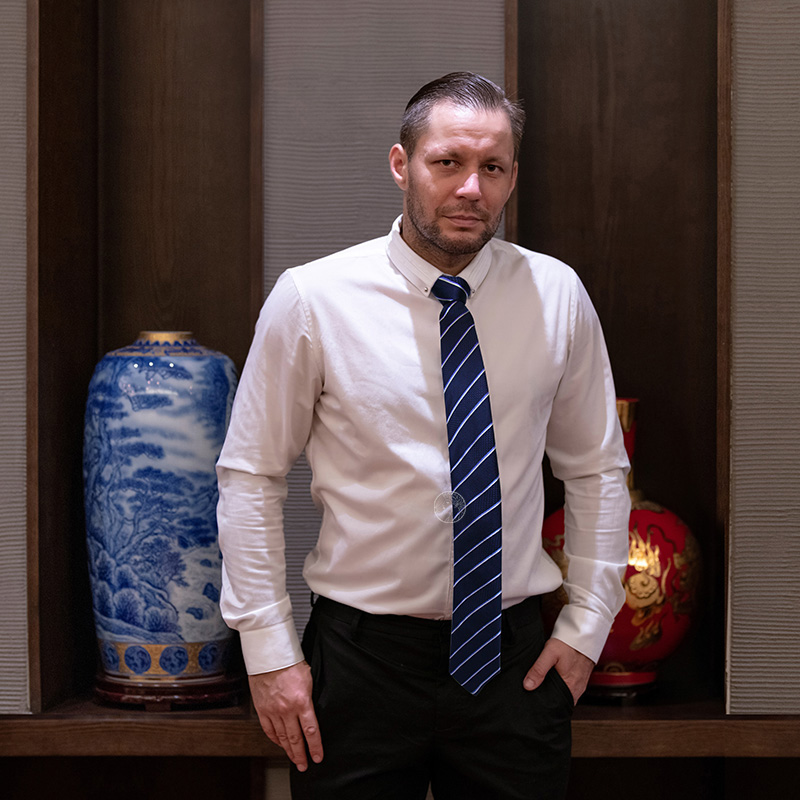 aurora系列蓝黑条纹领带商务送礼精美礼盒装新款