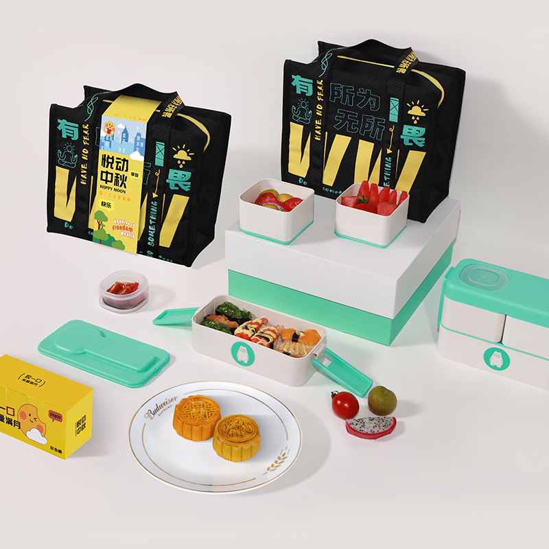 贪吃猫文创悦动中秋日式餐盒原创设计创意保温袋套装