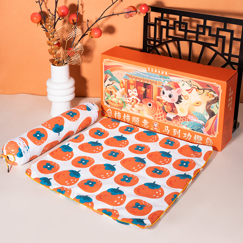 河南承夏柿柿顺意马到功橙坐垫艾枕套装