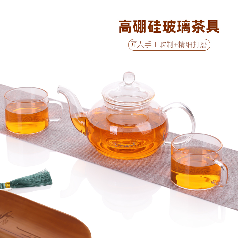 高硼硅玻璃茶具一壶两杯DK-22378（红色礼盒）