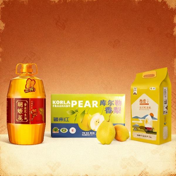 金龍魚花生油4L+中糧長粒香5kg+百果園庫爾勒香梨