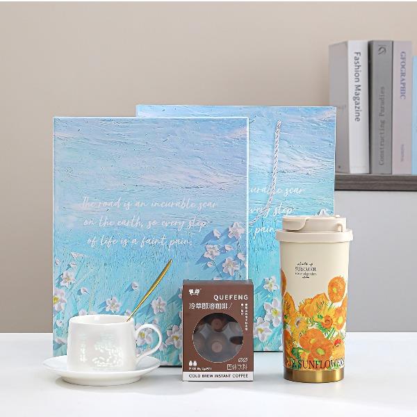 瓷语花香瑞马生祥玲珑咖啡杯商务套组