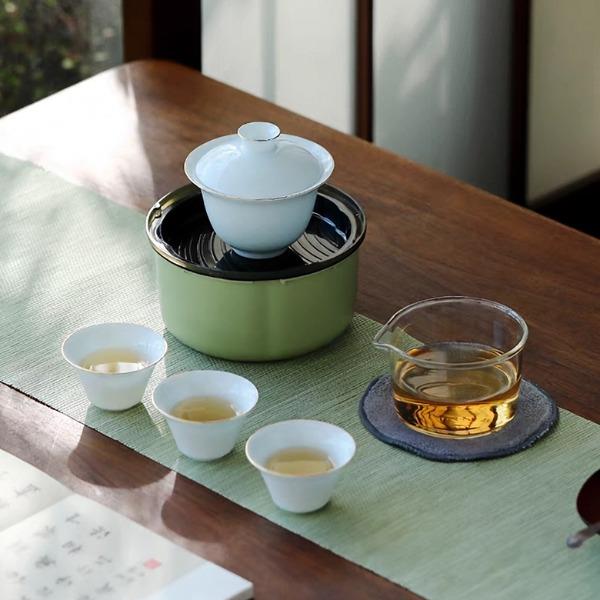 尾桥下窑影青玉瓷归源快客杯旅行茶具便携套装户外露营泡茶伴手礼