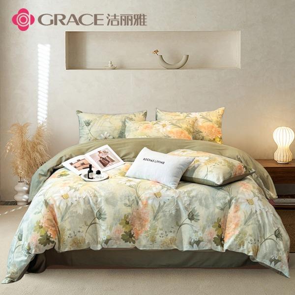 潔麗雅（Grace)朝花夕拾.40支精梳棉數(shù)碼印花四件套