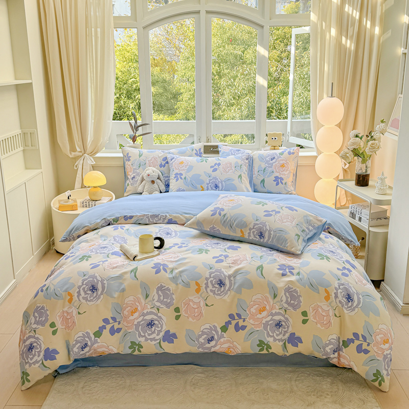 花花公子-家紡-新疆全棉印花四件套-清瑩花香