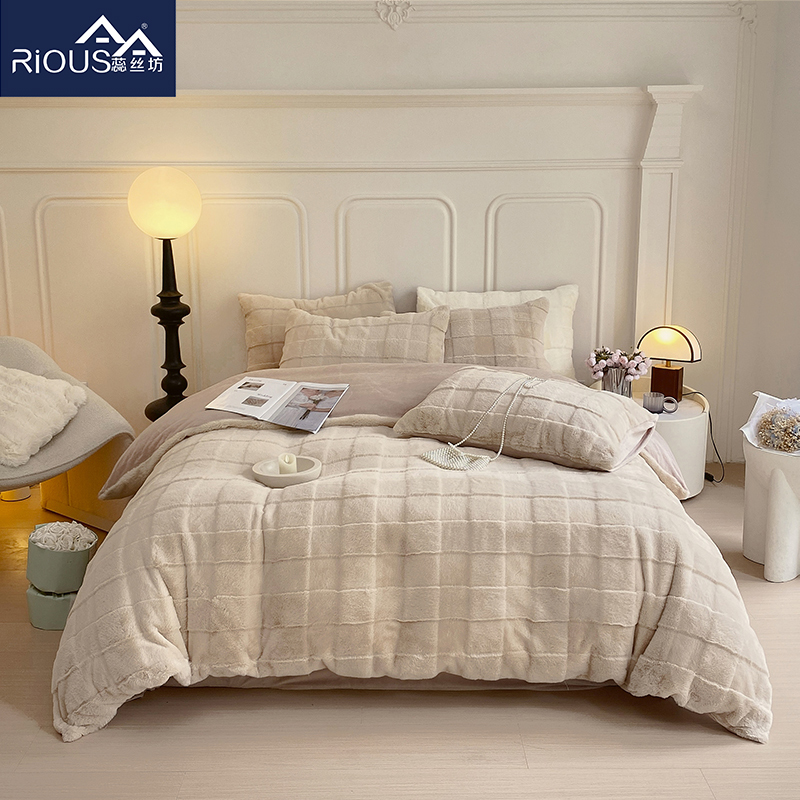 蕊絲坊家紡新品兔兔絨床單四件套