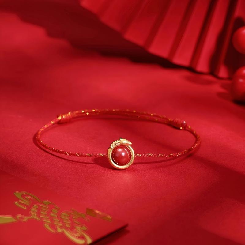 聚運(yùn)鑫黃金來財(cái)馬朱砂紅繩轉(zhuǎn)運(yùn)珠手串