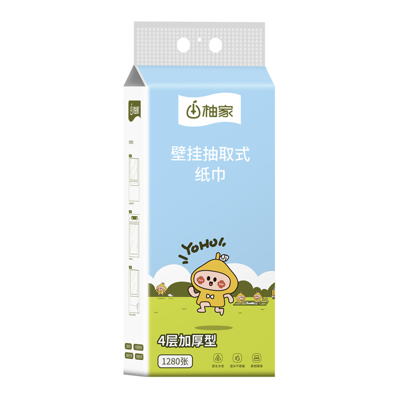 柚家壁掛抽取式紙巾1提裝40320-1