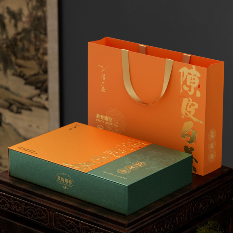 得一茶陳皮白茶餅干茶200g禮盒