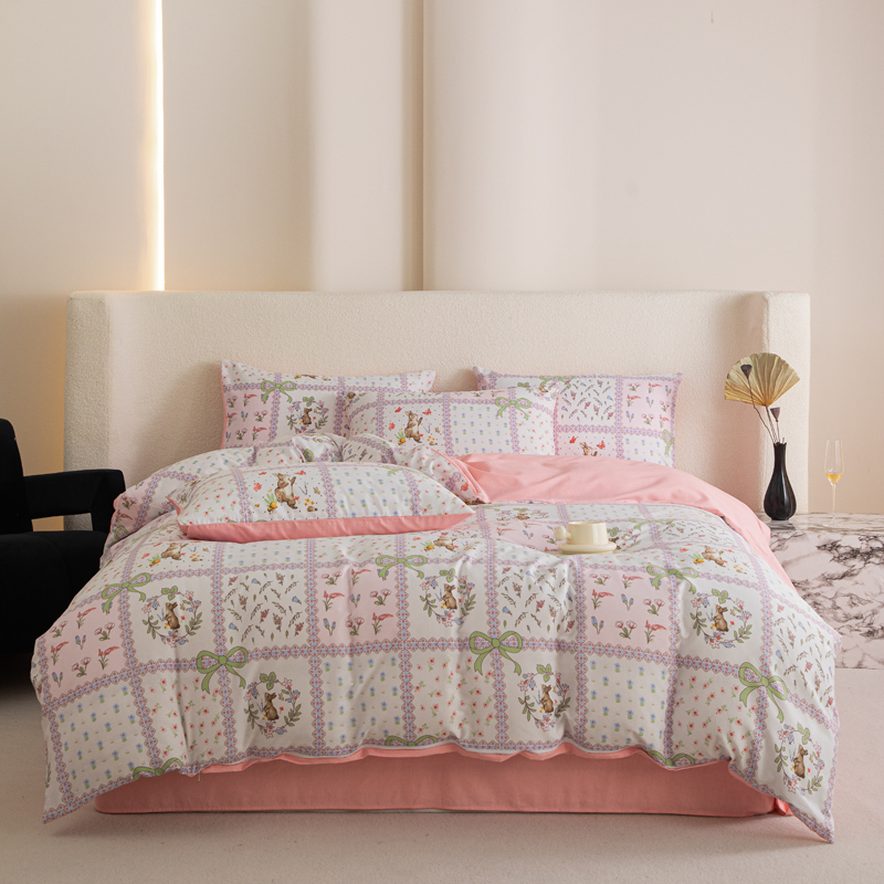 花花公子-家纺-新疆全棉印花四件套-清莹花香