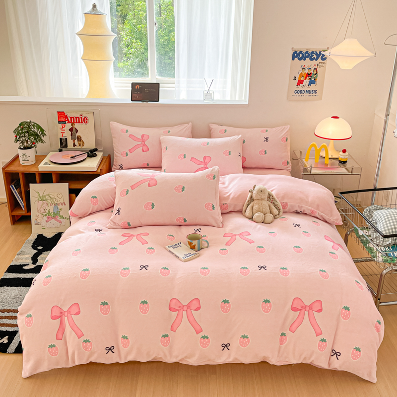 花花公子-家紡-新款高克重牛奶絨四件套冬季絨三件套