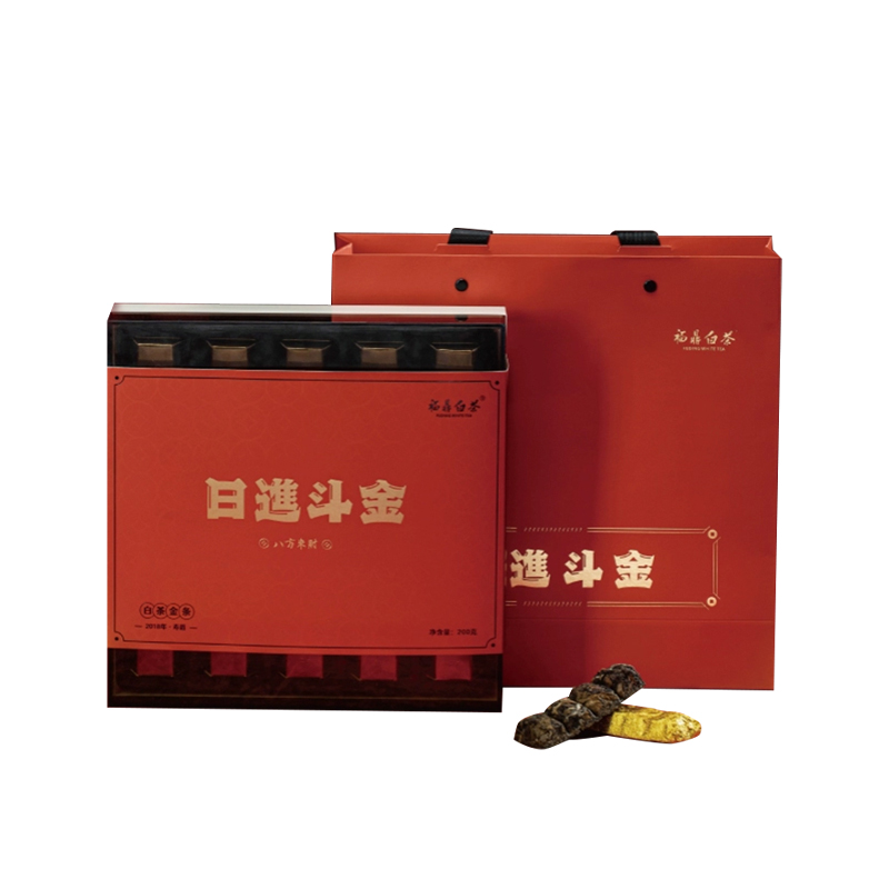 得一茶日進(jìn)斗金2018年白茶緊壓茶200g禮盒