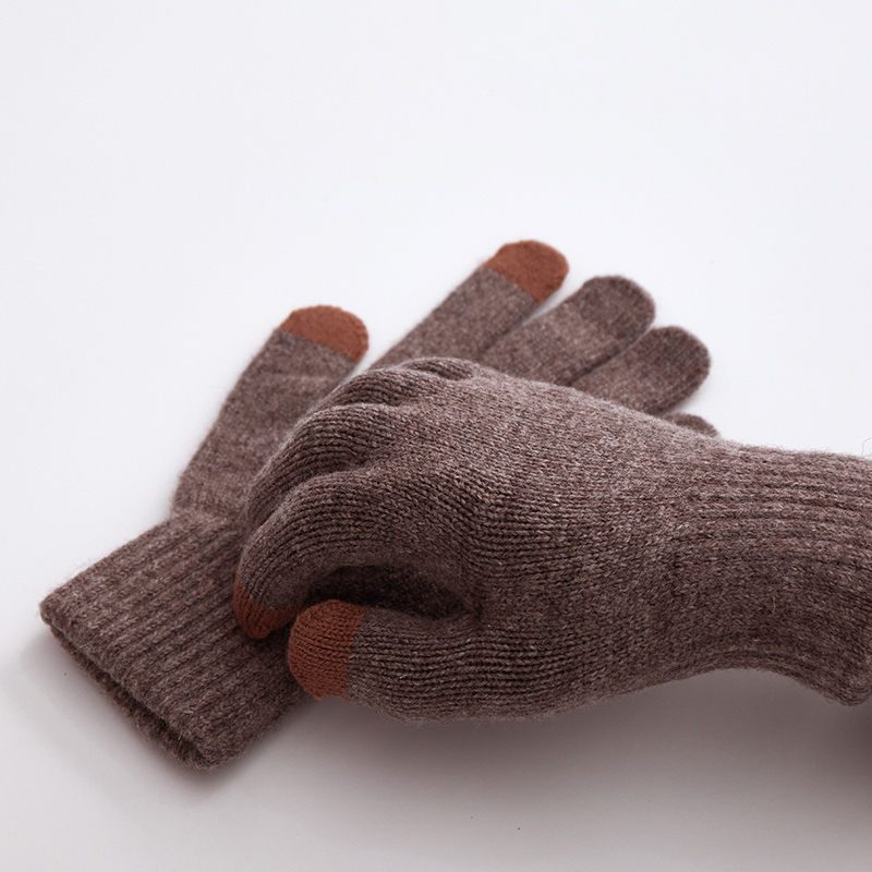 法国啄木鸟简约羊毛保暖手套-咖色ZST-00001