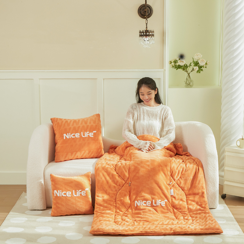 億瞬間牛奶絨雕花抱枕被