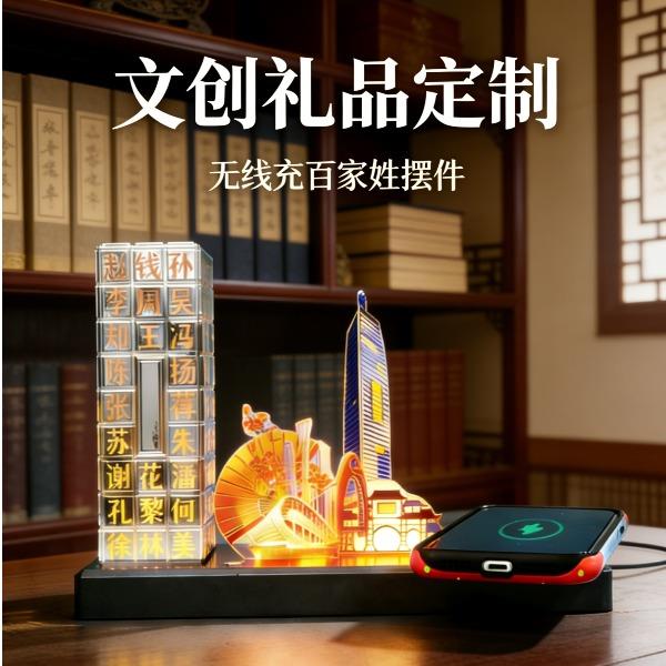 midu文創(chuàng)禮品百家燈影無(wú)線(xiàn)充電小夜燈紀(jì)念禮品定制