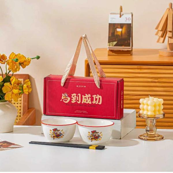 錦知興-馬上有錢(qián)2碗套裝開(kāi)門(mén)紅餐具