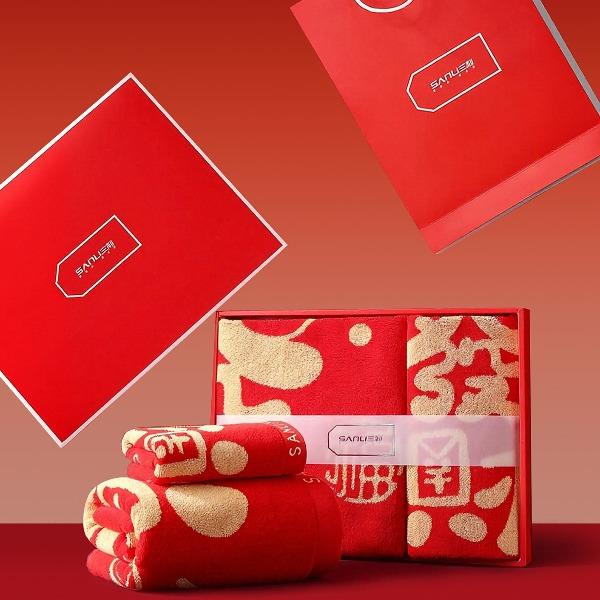 三利馬上發(fā)財(cái)毛巾浴巾新春禮盒