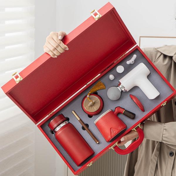 瓷語花香陶瓷辦公杯保溫杯筋膜槍套裝