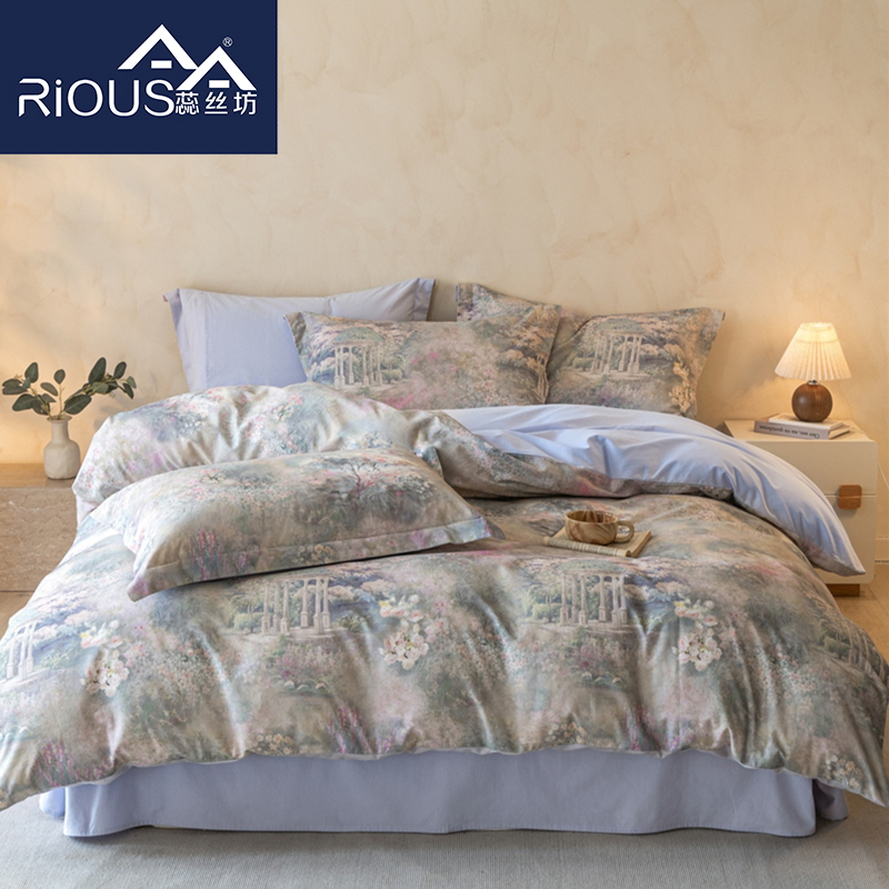 蕊絲坊家紡新款加厚磨毛數(shù)碼印花床單四件套