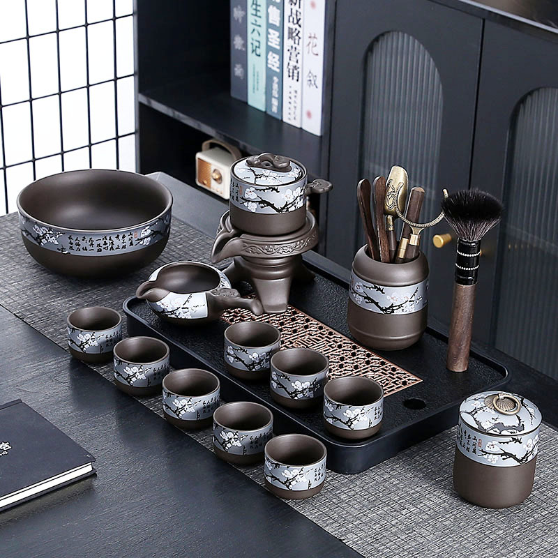 瓷語(yǔ)花香梅花紫砂自動(dòng)茶具套裝