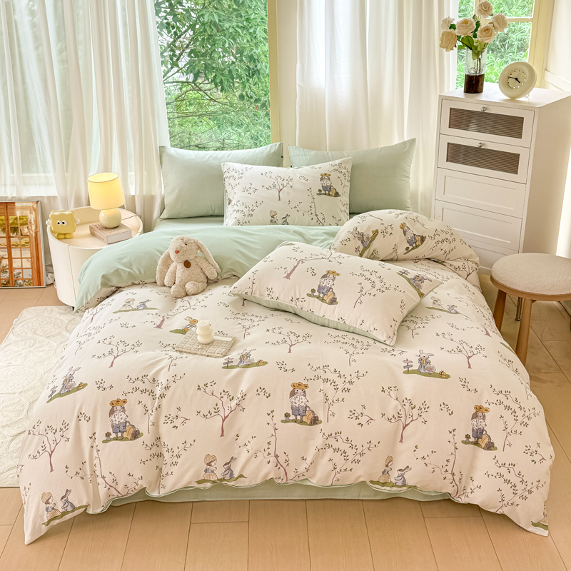 百丽安娜全棉经典四件套-兔兔派对