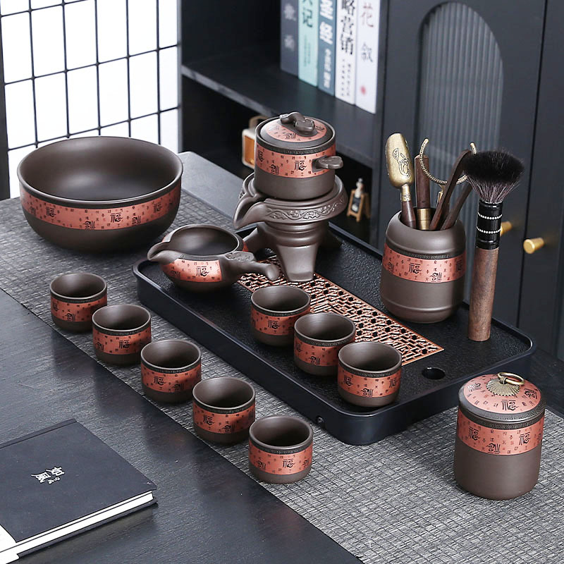 瓷語(yǔ)花香百福紫砂自動(dòng)茶具套裝