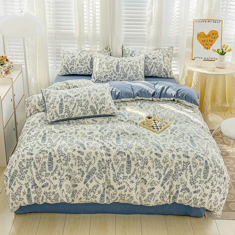 蕊絲坊家紡水洗棉麻床單四件套