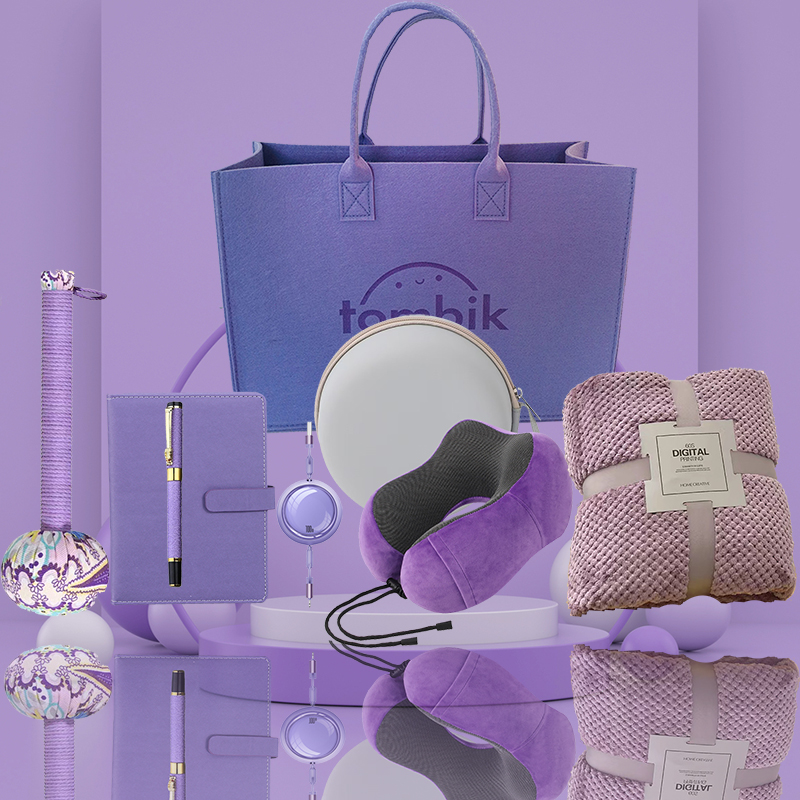 黛悅紫氣財來禮包U型枕午休毯艾草錘筆記本數據線現貨秒發毛氈包