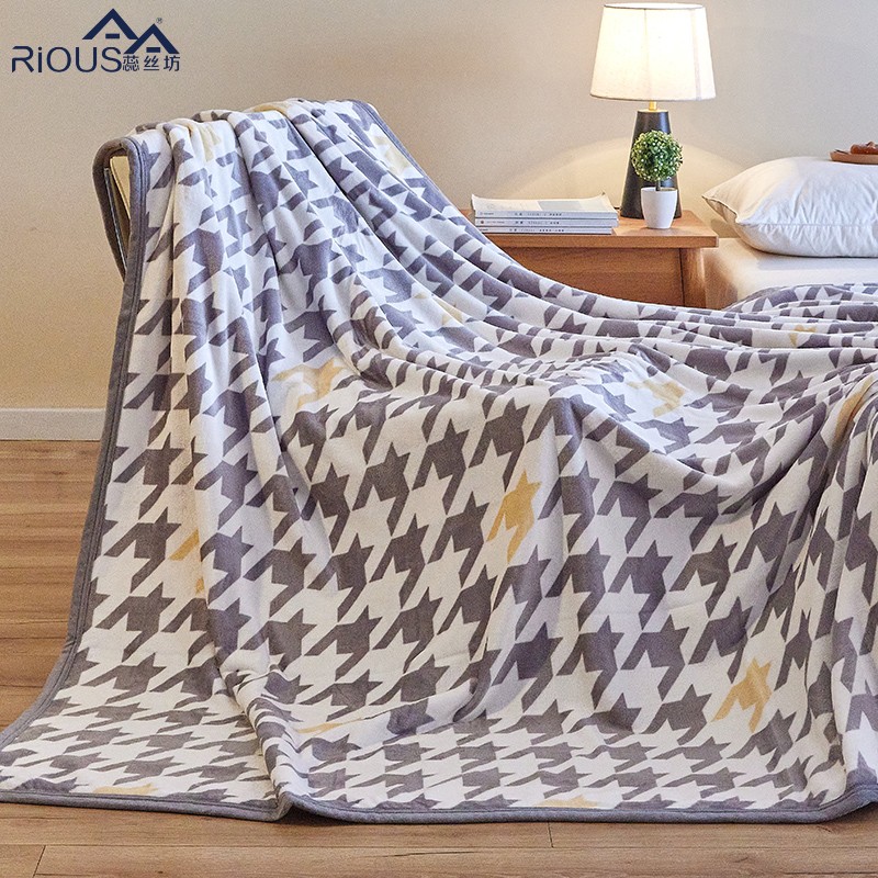 蕊絲坊家紡流量雙面絨小清新印花毛毯120*200cm