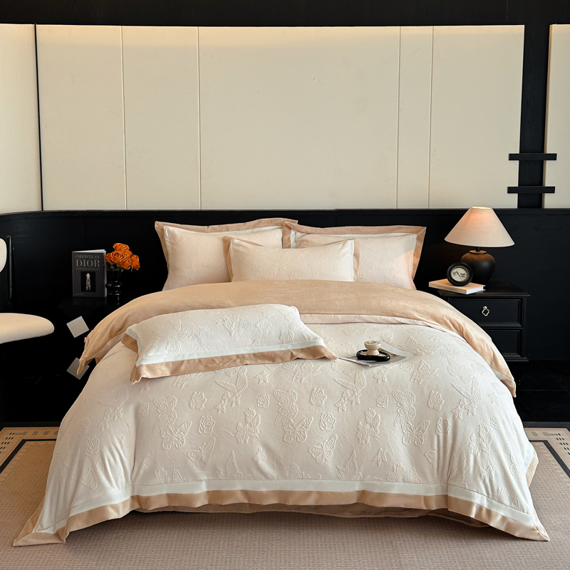 百麗安娜牛奶絨全消光工藝輕奢四件套-卡其