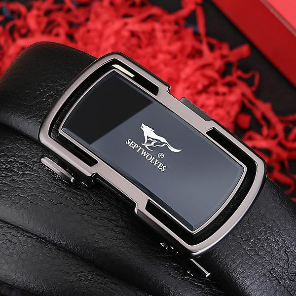 七匹狼男士頭層牛皮褲腰帶自動扣皮帶A1393-1