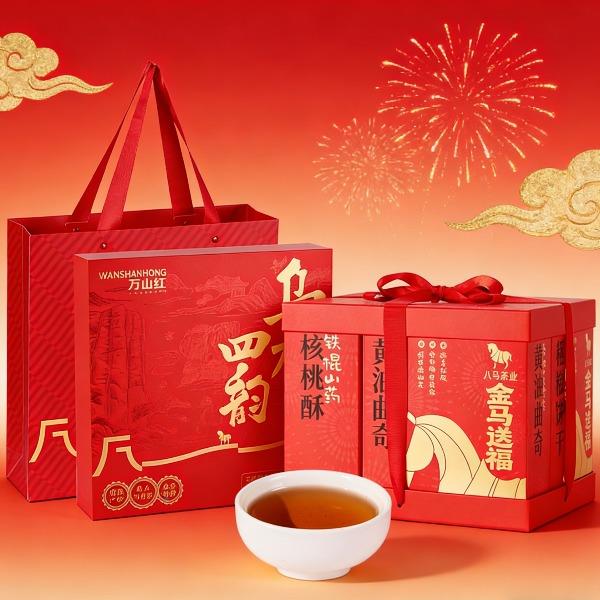 八馬萬(wàn)山紅紅韻茶酥福滿堂（烏龍茶組合+糕點(diǎn)曲奇餅干禮盒）
