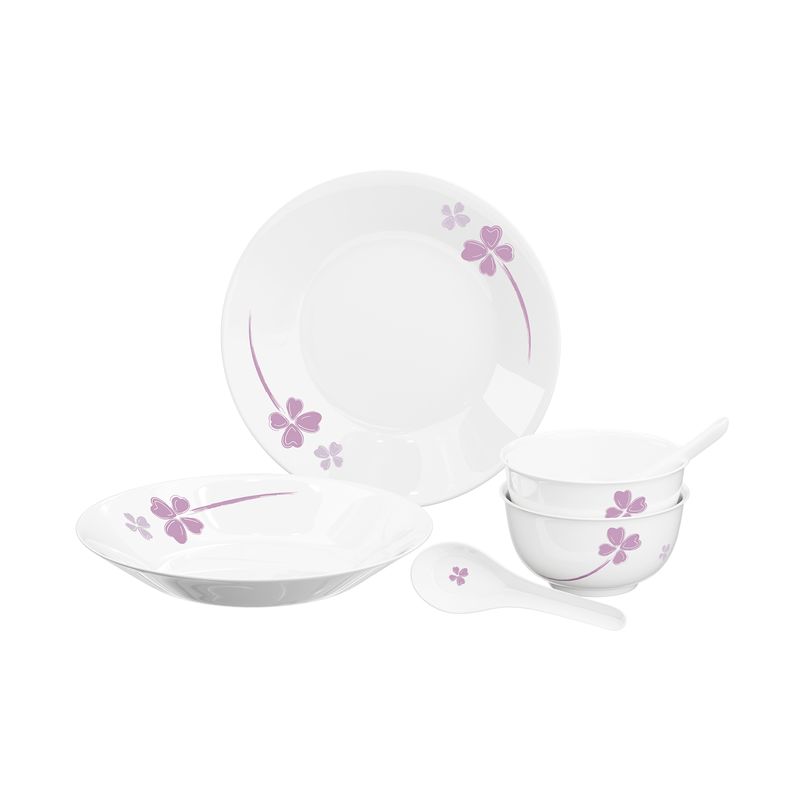 米技生活玻璃餐具套裝紫色幸運(yùn)草系列（六件套）