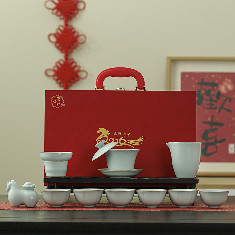 瓷伽什財運亨通汝窯茶具套組